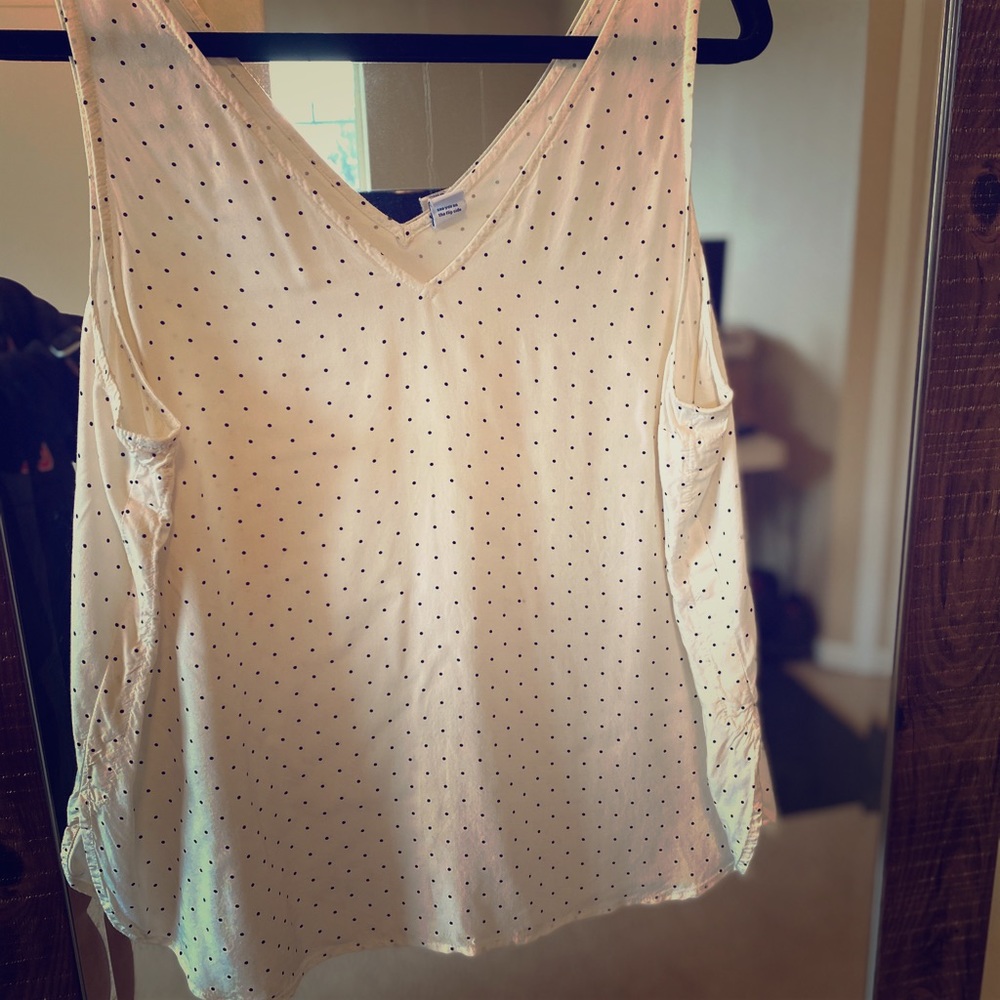 Old Navy EUC Tank Cream and Black Polka Dots